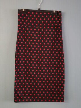 Agnes & Dora Black Pencil Skirt with Red Polka Dots Small